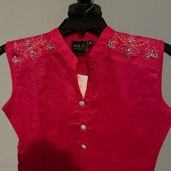 Zola, Red Embroidered Mini Dress Kurta. Size M. NWOT - Picture 2 of 10